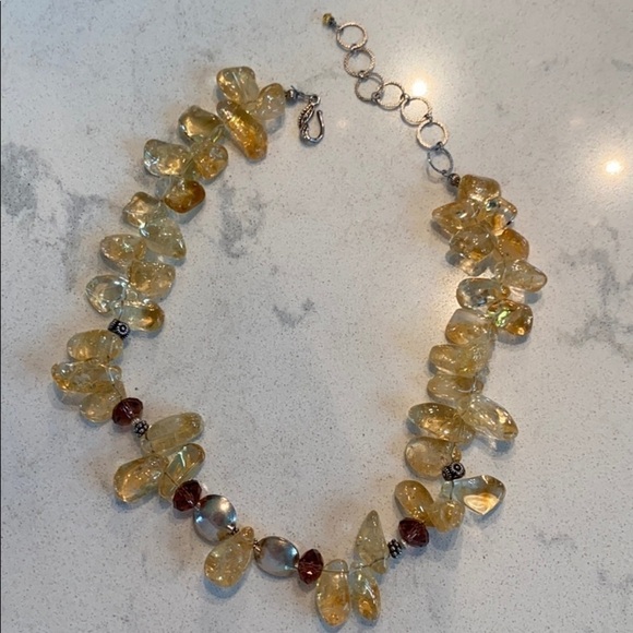 Citrine Tumbled Nugget Collar Necklace Artisan - Picture 13 of 15